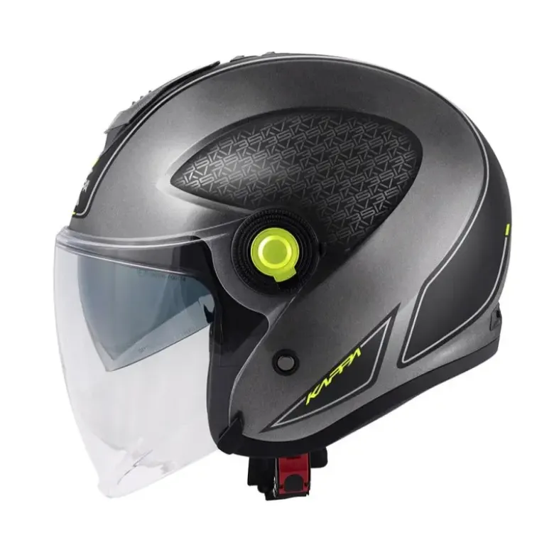Casco Jet Kappa KV35 Dexter Titanio Opaco Nero Giallo