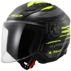 Casco Jet Ls2 OF616 Airflow 2 Brush Nero Lucido H-V Giallo