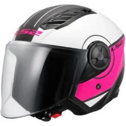 Casco Jet Ls2 OF616 Airflow 2 Cover Bianco Rosa con Visiera Aggiuntiva