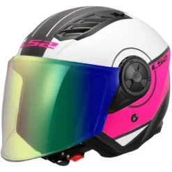 Casco Jet Ls2 OF616 Airflow 2 Cover Bianco Rosa con Visiera Aggiuntiva