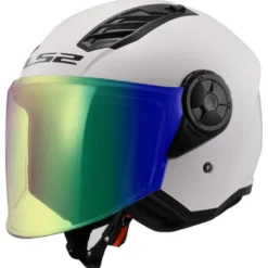Casco Jet Ls2 OF616 Airflow 2 Solid Bianco Lucido con Visiera Aggiuntiva