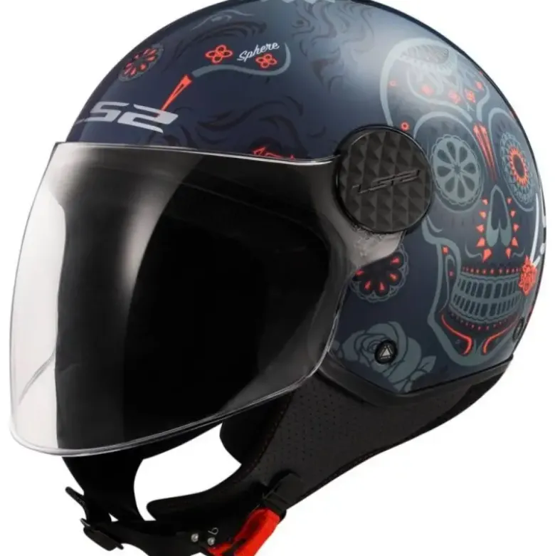 Casco Jet Ls2 OF558 Sphere Lux II Maxca Cobalto Arancio Lucido