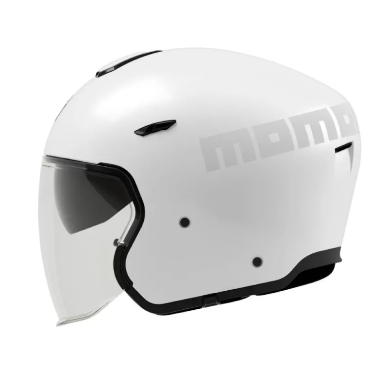 Casco Jet Momo Design Aero Mono Bianco Perla Opaco Grigio