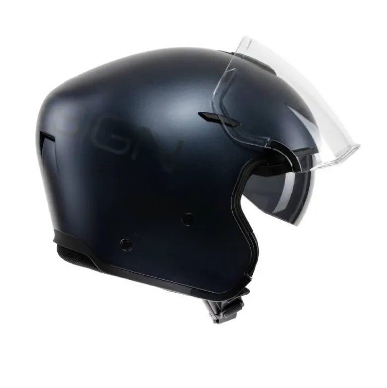Casco Jet Momo Design Aero Mono Blu Opaco Antracite