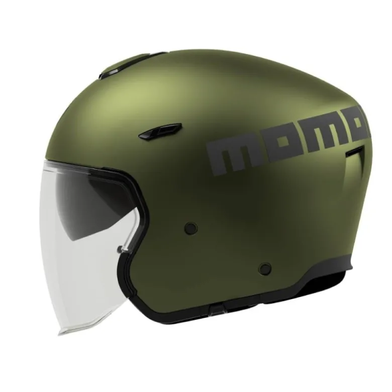 Casco Jet Momo Design Aero Mono Verde Militare Antracite