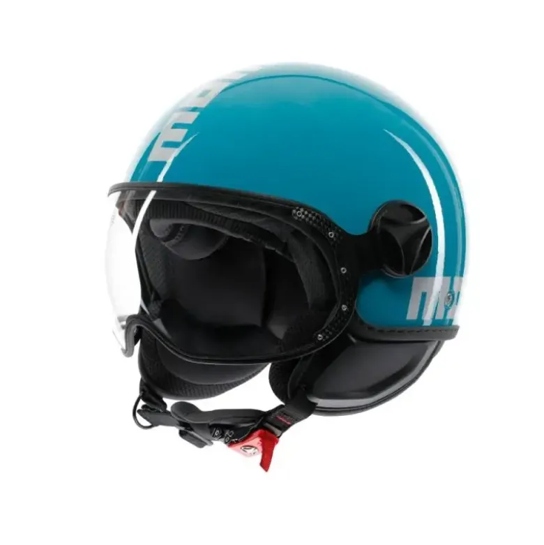 Casco Jet Momo Design Fgtr Classic Candy Lake Blu Bianco
