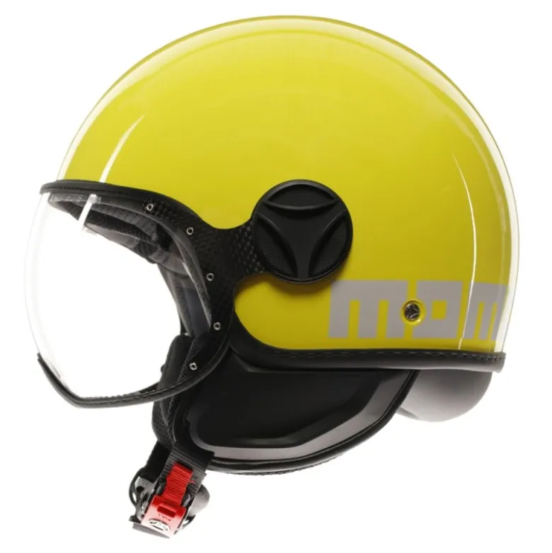Casco Jet Momo Design Fgtr Classic Candy Lucido Giallo Bianco