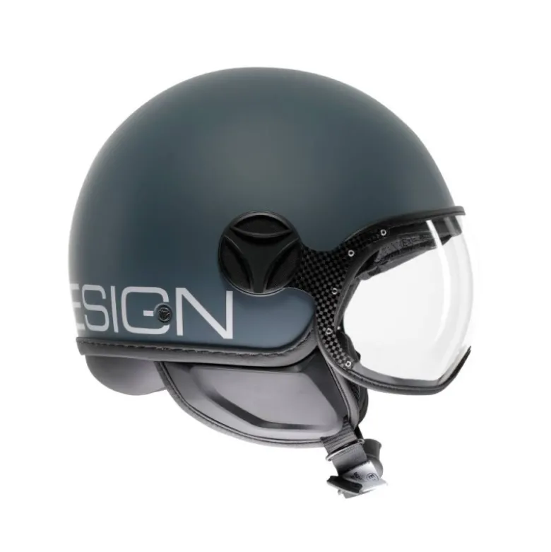 Casco Jet Momo Design Fgtr Classic Candy Ottanio Opaco Grigio Bianco