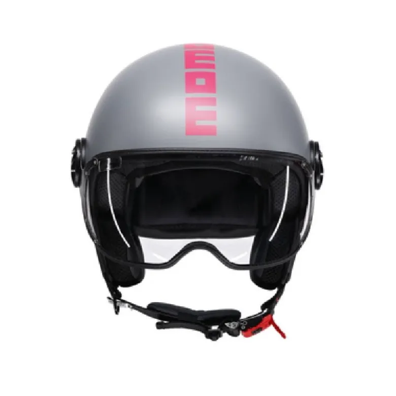 Casco Jet Momo Design Fgtr Classic Grigio Fucsia Fluo Opaco