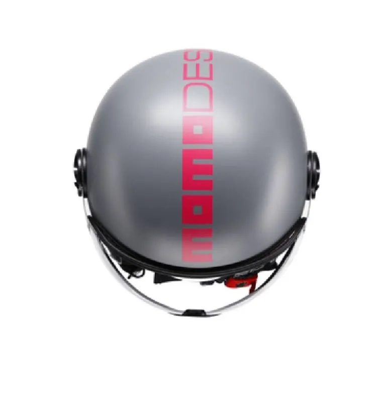 Casco Jet Momo Design Fgtr Classic Grigio Fucsia Fluo Opaco