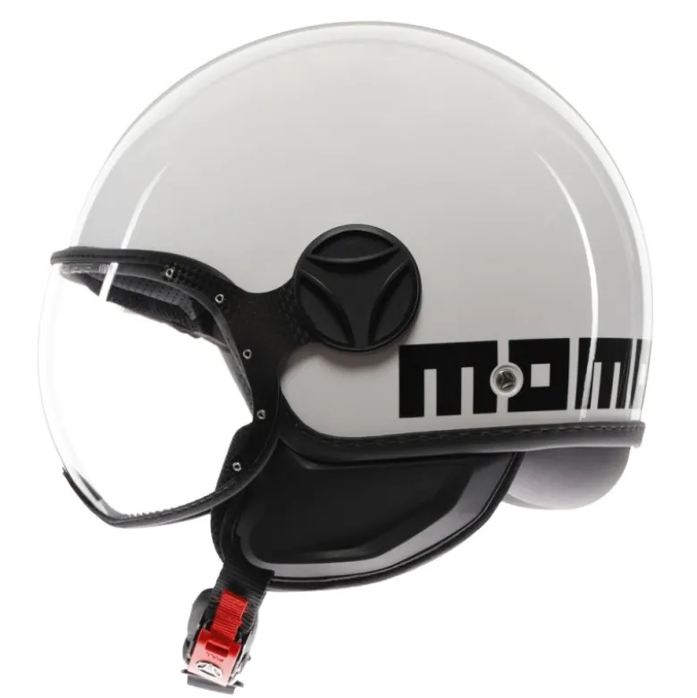 Casco Jet Momo Design Fgtr Classic Mono Lucido Bianco Nero