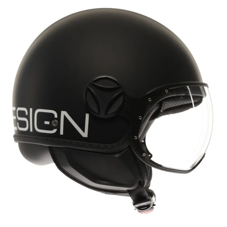 Casco Jet Momo Design Fgtr Classic Mono Opaco Nero Bianco