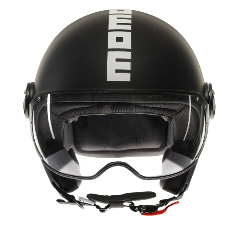Casco Jet Momo Design Fgtr Classic Mono Opaco Nero Bianco