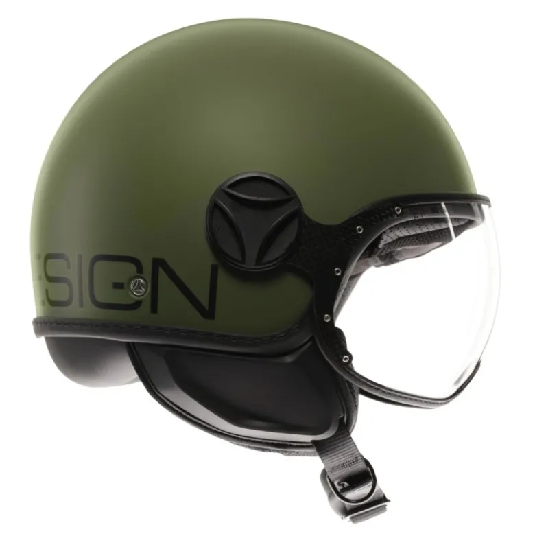 Casco Jet Momo Design Fgtr Classic Mono Opaco Verde Militare Nero