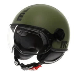 Casco Jet Momo Design Fgtr Classic Mono Opaco Verde Militare Nero