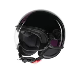 Casco Jet Momo Design Fgtr Classic Stripes Fucsia Glitter