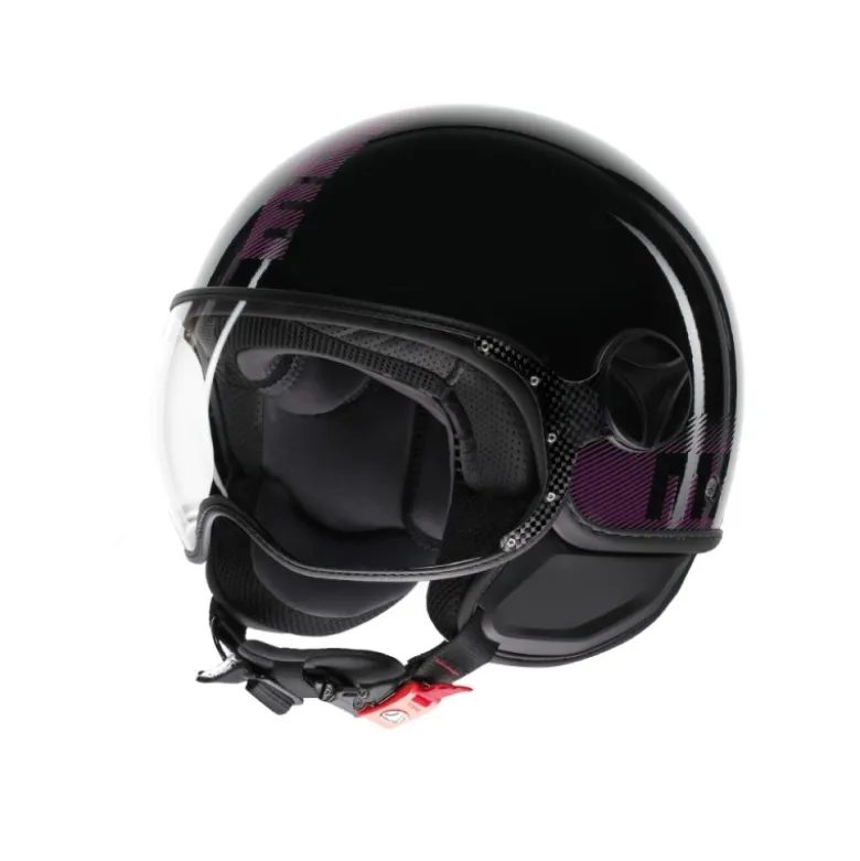 Casco Jet Momo Design Fgtr Classic Stripes Fucsia Glitter