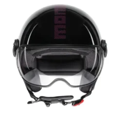 Casco Jet Momo Design Fgtr Classic Stripes Fucsia Glitter