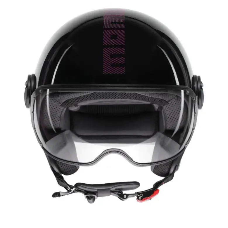 Casco Jet Momo Design Fgtr Classic Stripes Fucsia Glitter