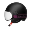 Casco Jet Momo Design Fgtr Classic Stripes Opaco Nero Fucsia