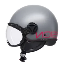 Casco Jet Momo Design Fgtr E2206 Classic Grigio Fucsia Fluo Opaco