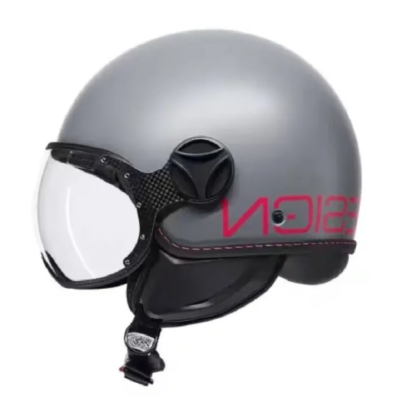 Casco Jet Momo Design Fgtr E2206 Classic Grigio Fucsia Fluo Opaco