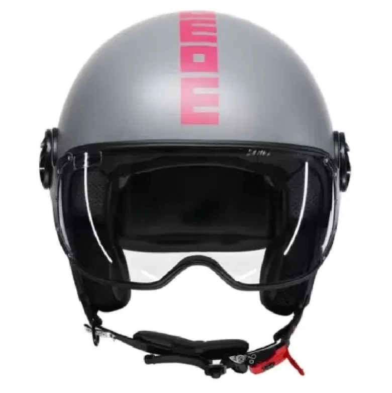 Casco Jet Momo Design Fgtr E2206 Classic Grigio Fucsia Fluo Opaco