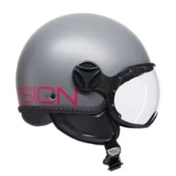 Casco Jet Momo Design Fgtr E2206 Classic Grigio Fucsia Fluo Opaco