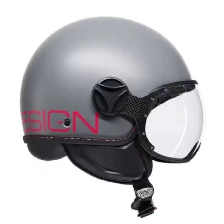 Casco Jet Momo Design Fgtr E2206 Classic Grigio Fucsia Fluo Opaco