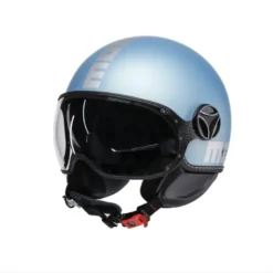Casco Jet Momo Design Fgtr Evo Mono Blu Silver Opaco