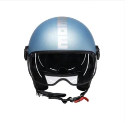 Casco Jet Momo Design Fgtr Evo Mono Blu Silver Opaco