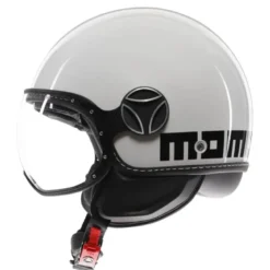 Casco Jet Momo Design Fgtr Evo Mono Lucido Bianco Quarzo Nero