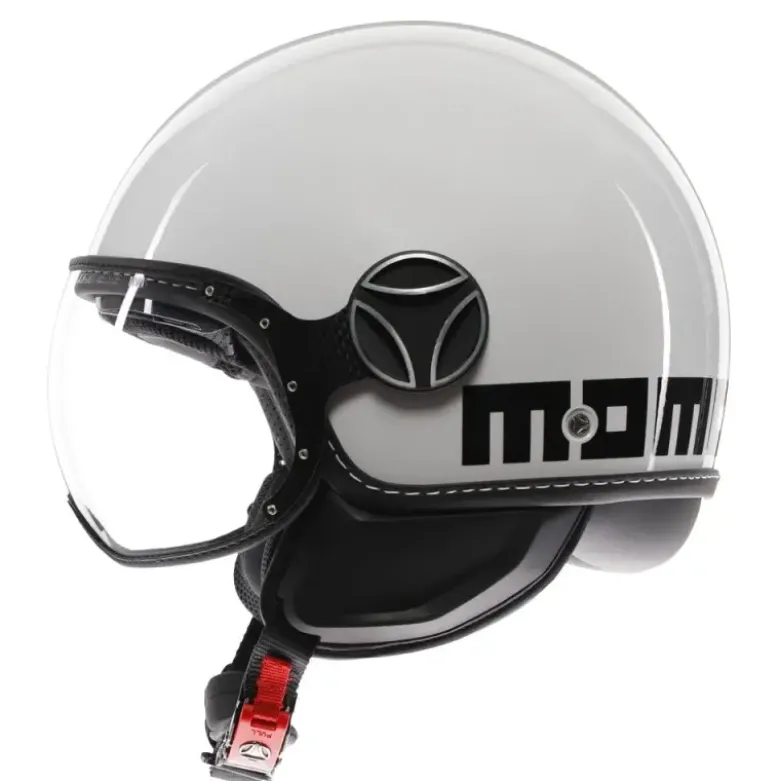Casco Jet Momo Design Fgtr Evo Mono Lucido Bianco Quarzo Nero