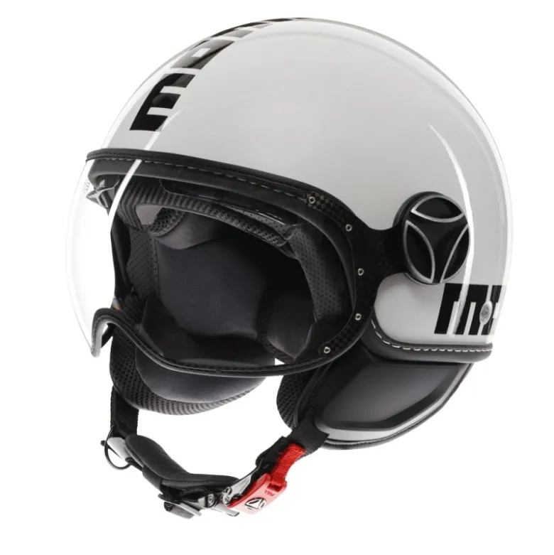 Casco Jet Momo Design Fgtr Evo Mono Lucido Bianco Quarzo Nero