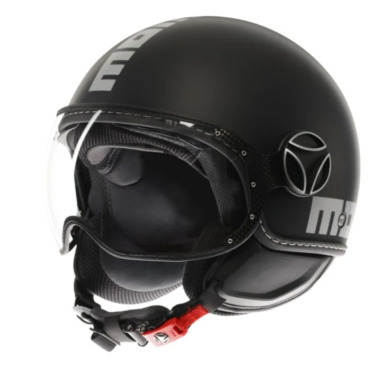 Casco Jet Momo Design Fgtr Evo Mono Opaco Nero Argento