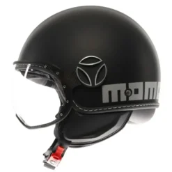 Casco Jet Momo Design Fgtr Evo Mono Opaco Nero Argento