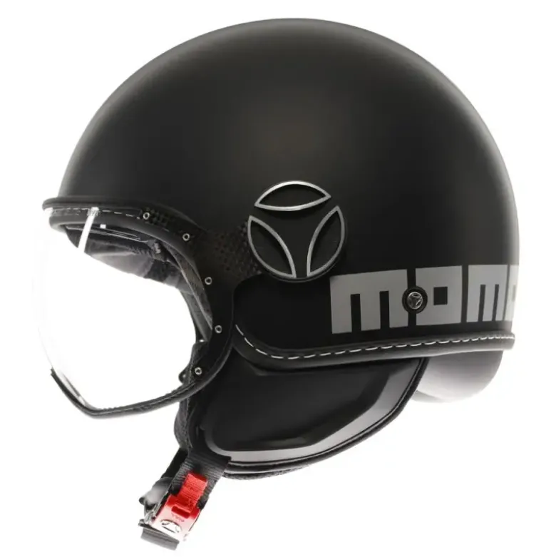 Casco Jet Momo Design Fgtr Evo Mono Opaco Nero Argento