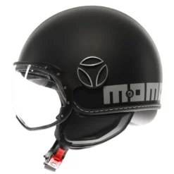 Casco Jet Momo Design Fgtr Evo Mono Opaco Nero Argento