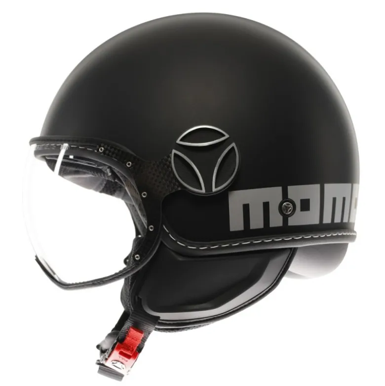 Casco Jet Momo Design Fgtr Evo Mono Opaco Nero Argento