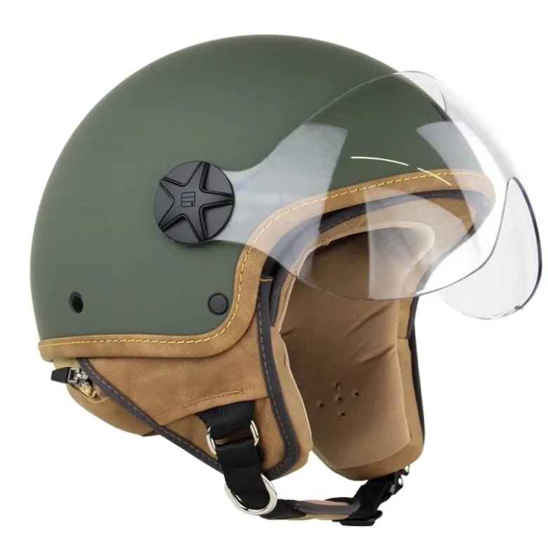 Casco Jet Motocubo 721 Ant Verde Militare