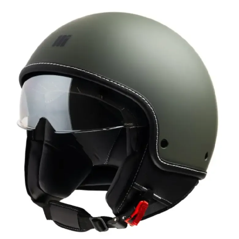Casco Jet Motocubo 717 Beetle Verde Militare