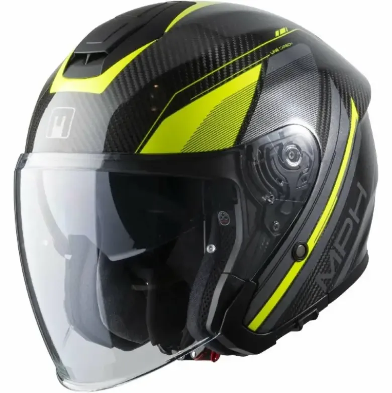 Casco Jet MPH Line C Grafica Nero Carbonio Giallo Argento