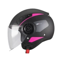 Casco Jet Mt Helmets Aeris Demure B8 Nero Rosa Opaco