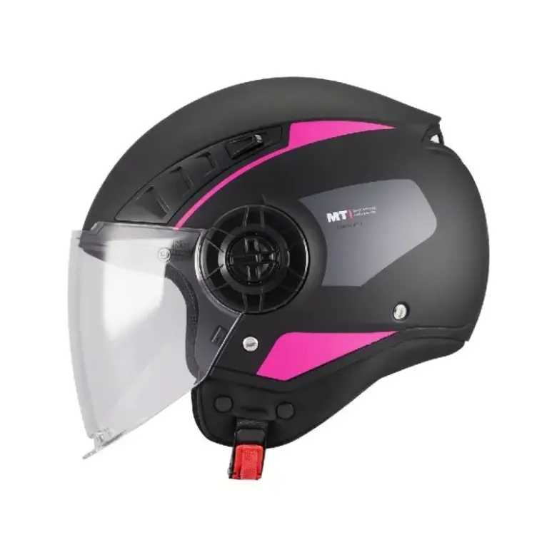 Casco Jet Mt Helmets Aeris Demure B8 Nero Rosa Opaco