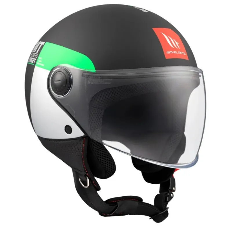 Casco Jet Mt Helmets Of501 B Street S D6 Nero Verde Inboard Opaco