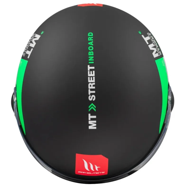 Casco Jet Mt Helmets Of501 B Street S D6 Nero Verde Inboard Opaco