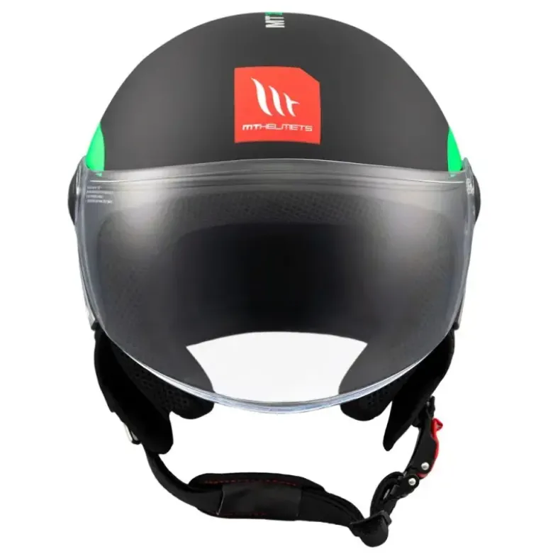 Casco Jet Mt Helmets Of501 B Street S D6 Nero Verde Inboard Opaco