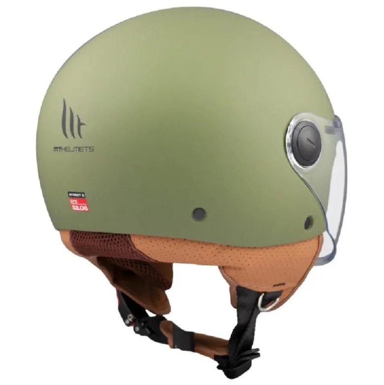 Casco Jet Mt Helmets Of501 B Street S Solid A6 Opaco Verde