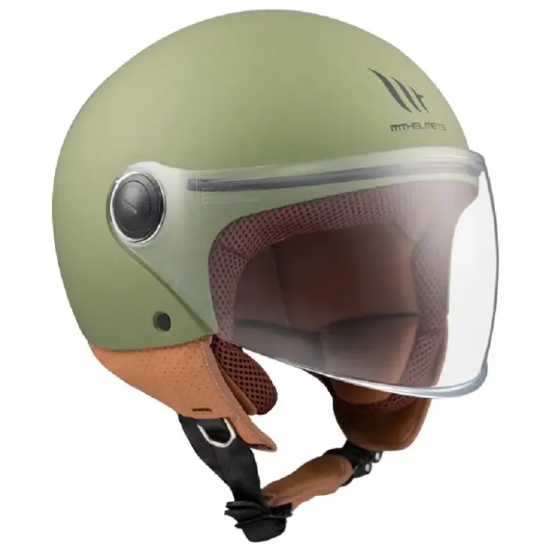 Casco Jet Mt Helmets Of501 B Street S Solid A6 Opaco Verde