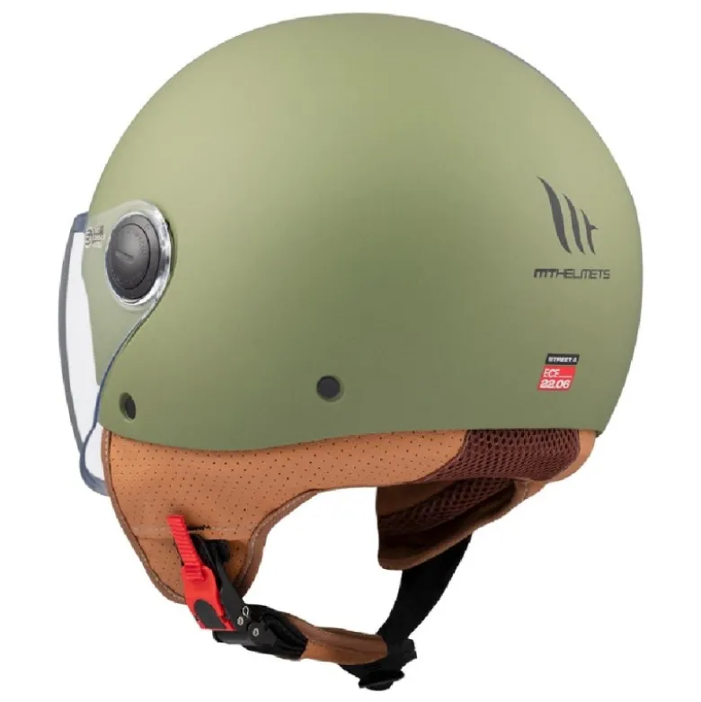 Casco Jet Mt Helmets Of501 B Street S Solid A6 Opaco Verde